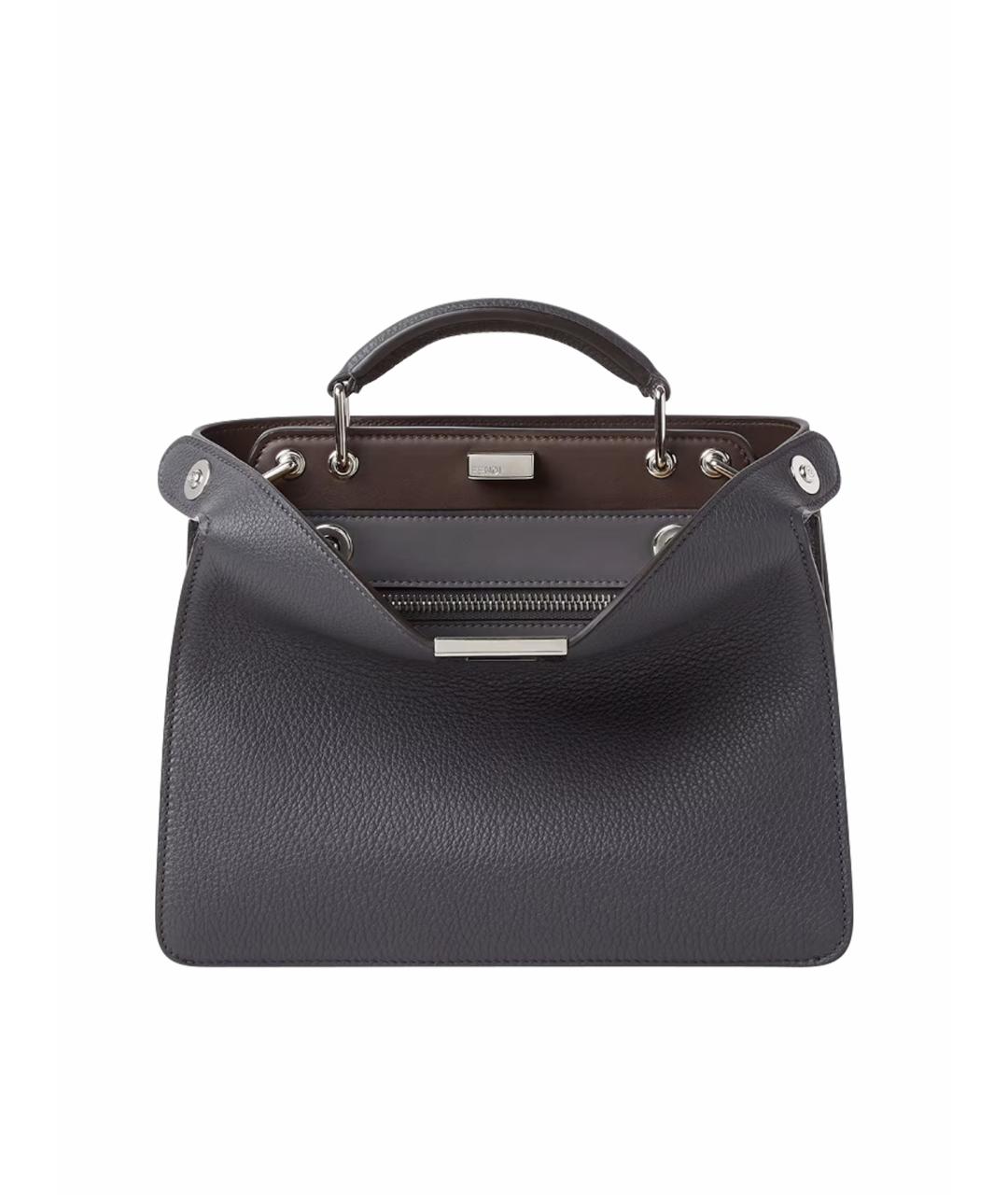 FENDI Серая кожаная сумка тоут, фото 1