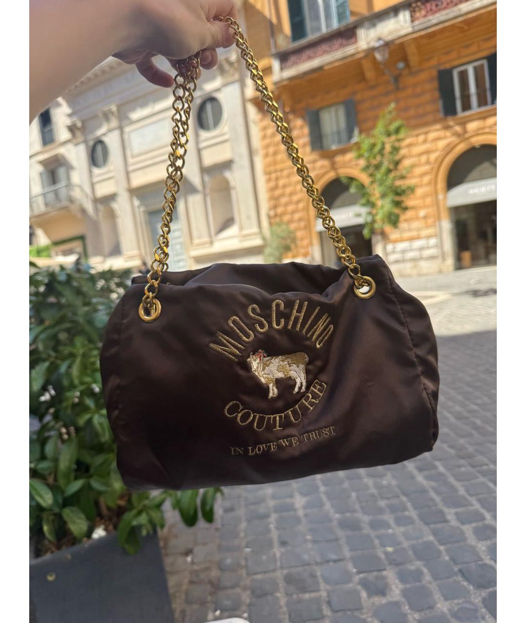MOSCHINO Коричневая сумка с короткими ручками, фото 2