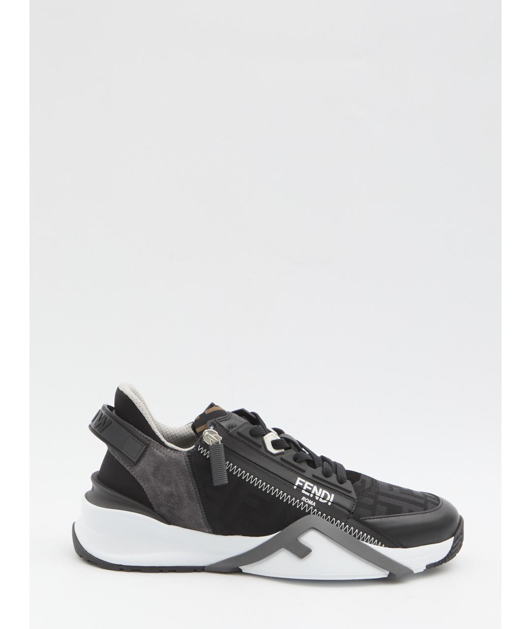 FENDI Черные кожаные низкие кроссовки / кеды, фото 6