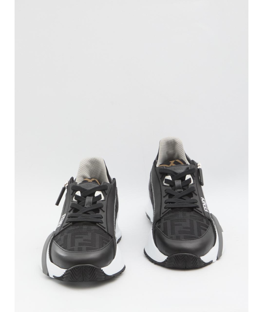 FENDI Черные кожаные низкие кроссовки / кеды, фото 5