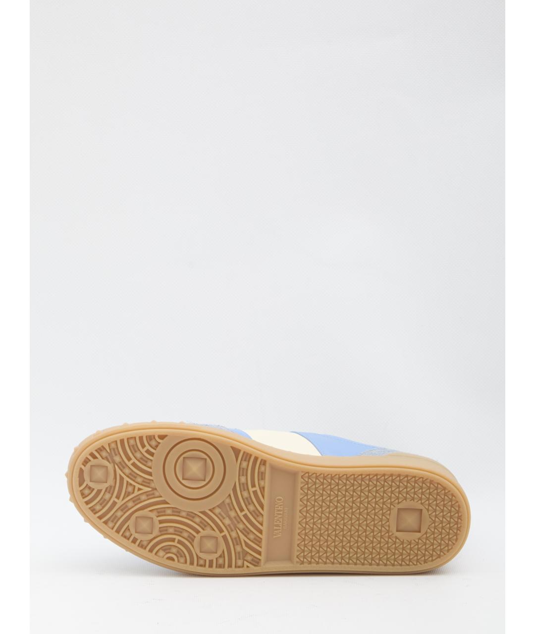 VALENTINO Голубые кожаные низкие кроссовки / кеды, фото 4