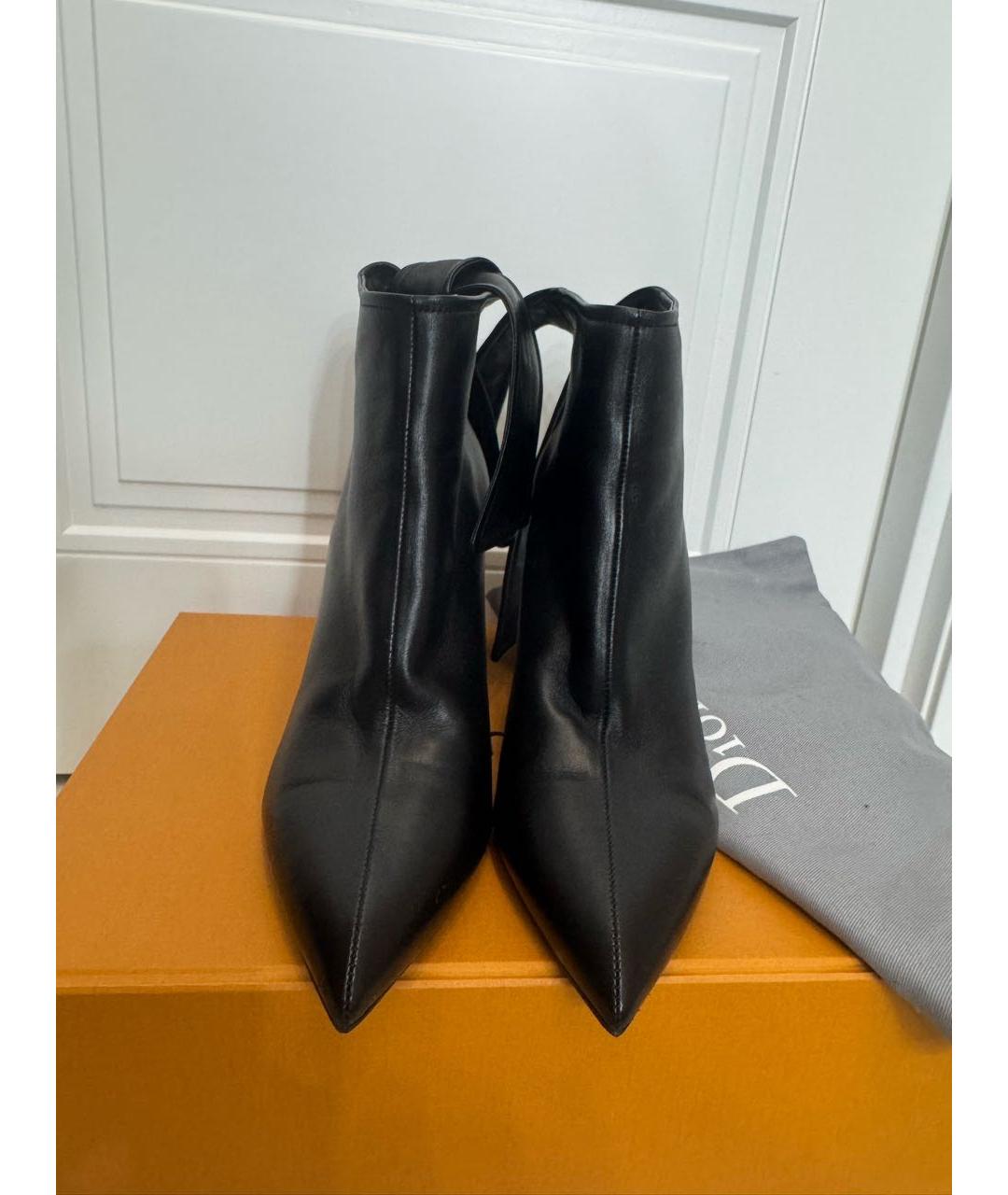 CHRISTIAN DIOR Черные кожаные ботильоны, фото 2