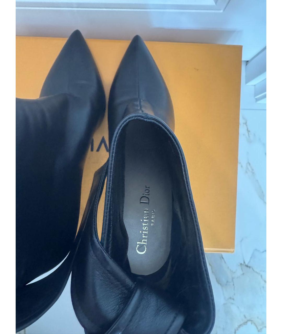 CHRISTIAN DIOR Черные кожаные ботильоны, фото 5