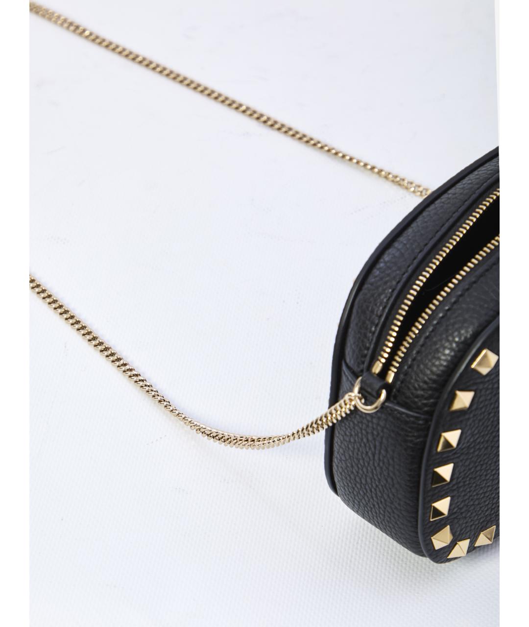 VALENTINO Черная кожаная сумка через плечо, фото 4