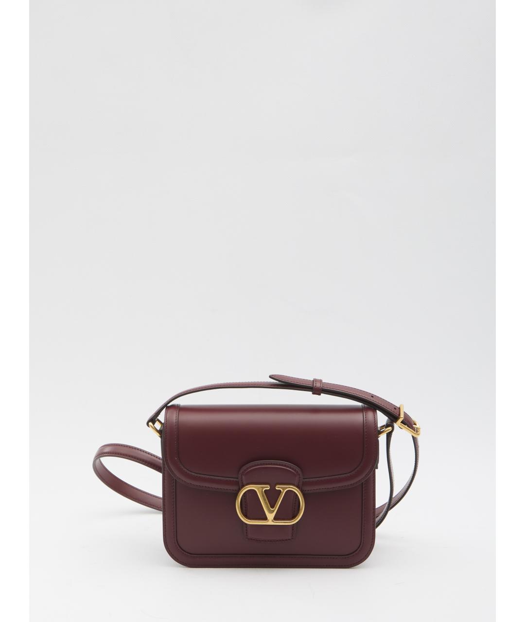 VALENTINO Бордовая кожаная сумка через плечо, фото 5