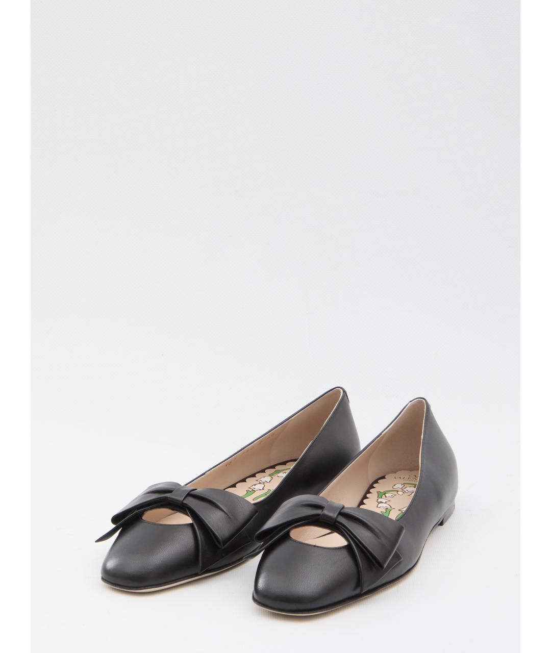 VALENTINO Черные кожаные балетки, фото 2