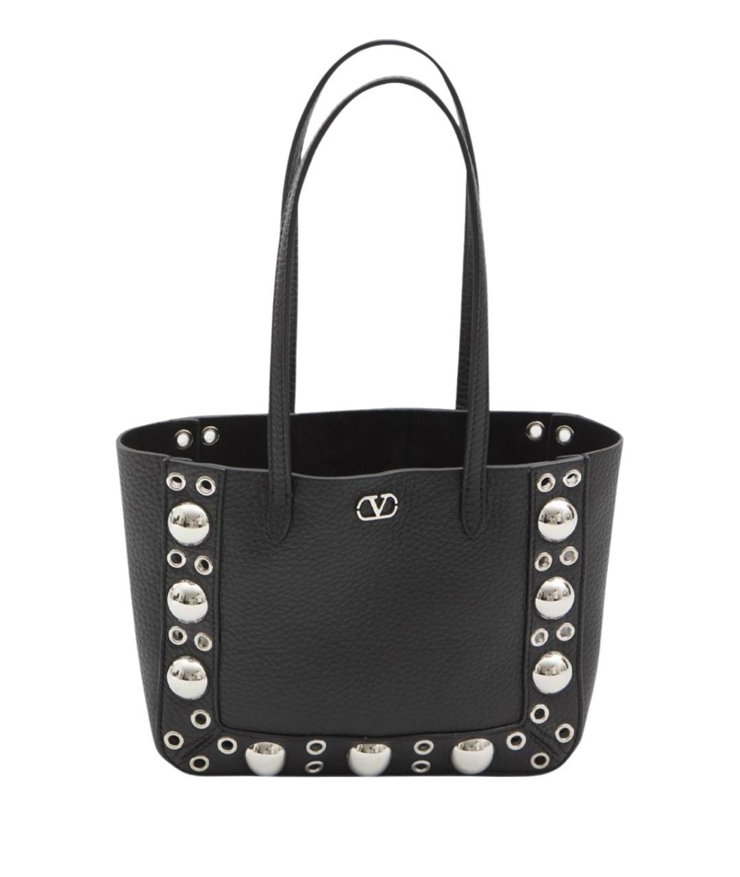 VALENTINO Черная кожаная сумка тоут, фото 1