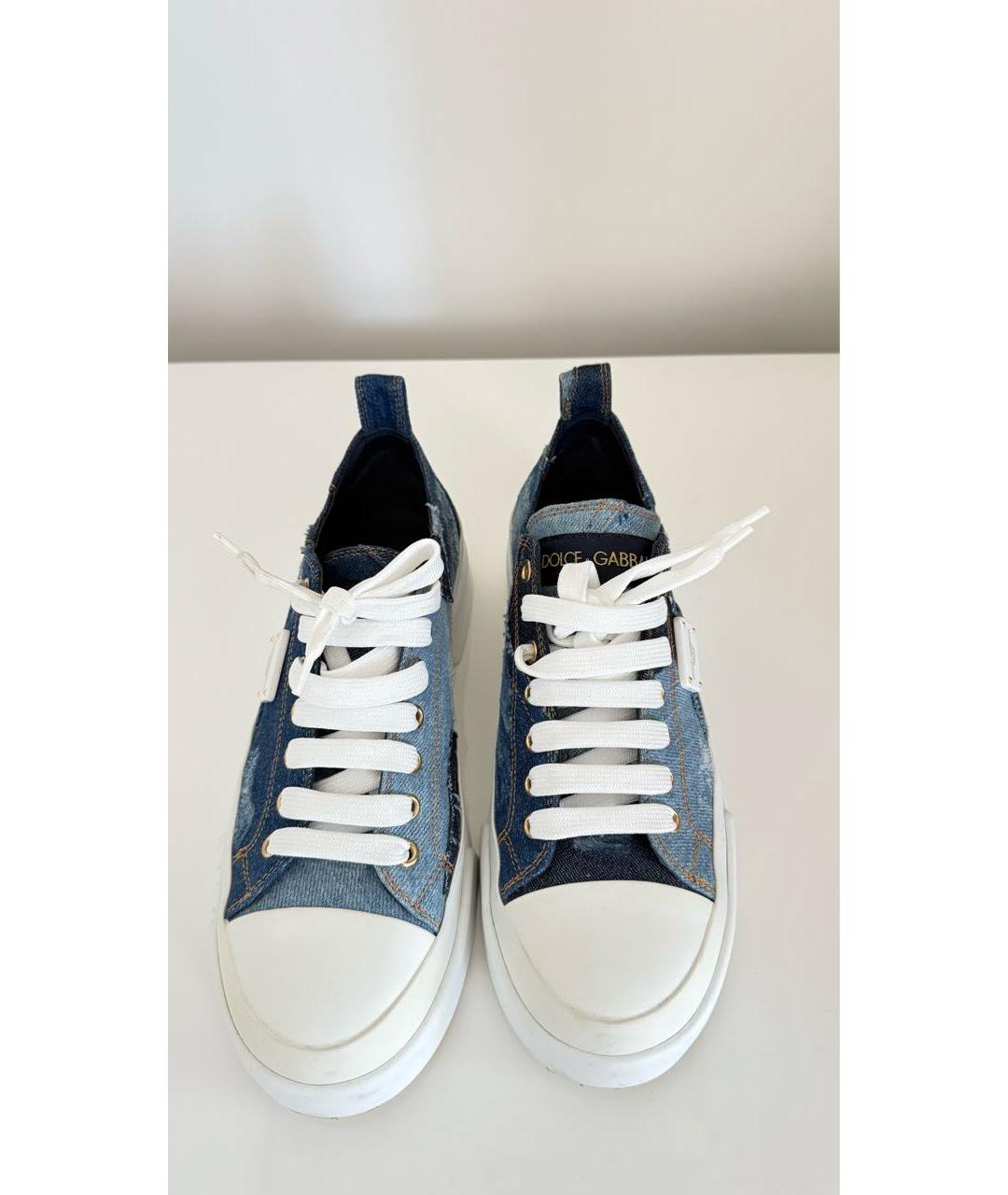 DOLCE&GABBANA Синие текстильные кеды, фото 2