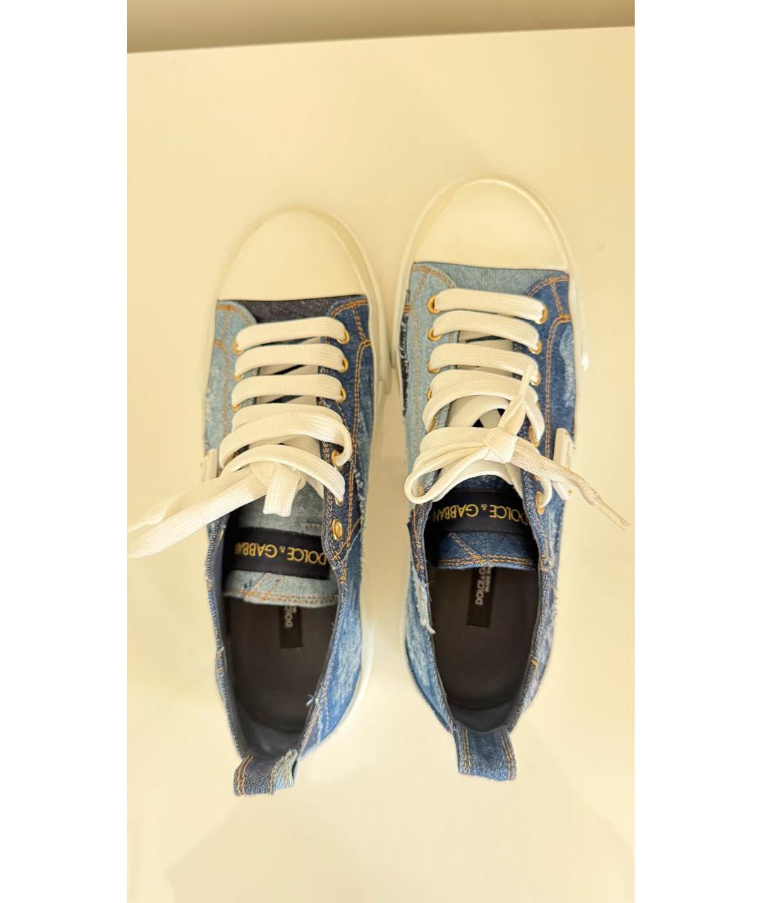 DOLCE&GABBANA Синие текстильные кеды, фото 3