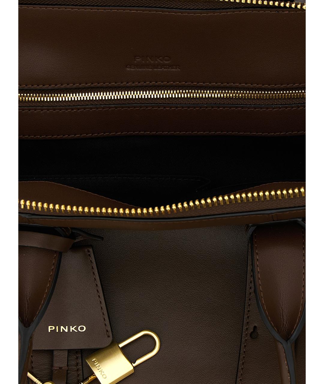 PINKO Коричневая кожаная сумка тоут, фото 4