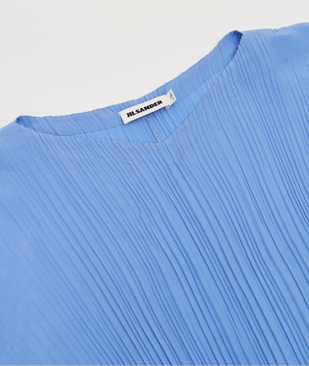 JIL SANDER Голубая шелковая блузы, фото 4