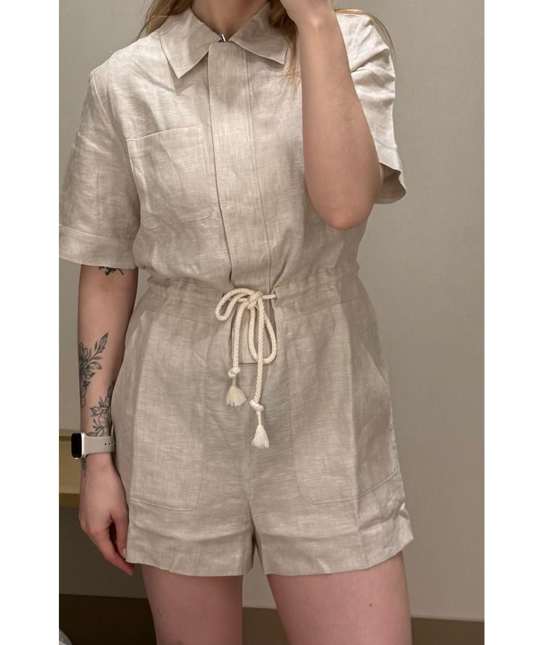 12 STOREEZ Бежевый льняной комбинезон, фото 5