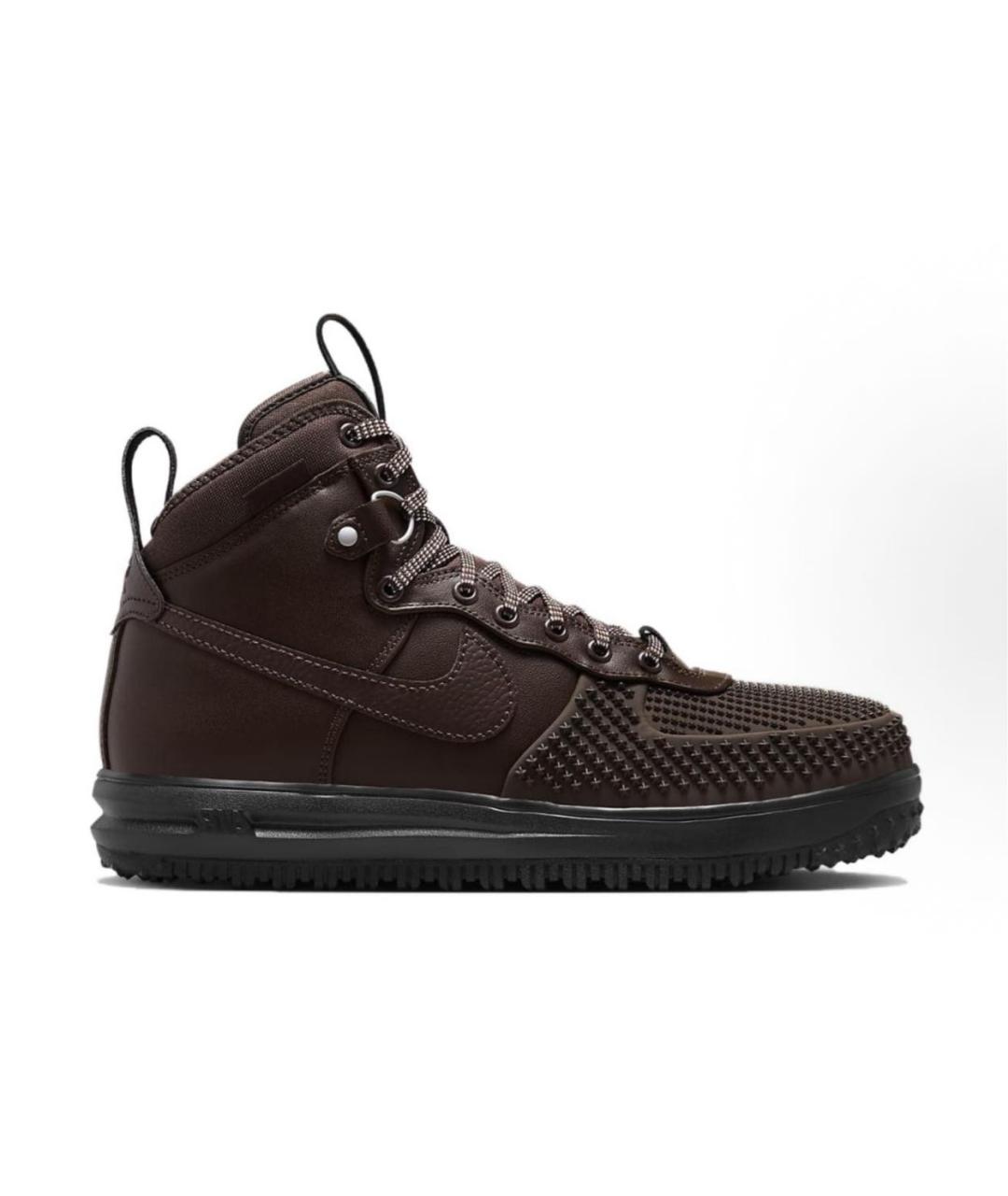 NIKE Коричневые кожаные высокие кроссовки / кеды, фото 9