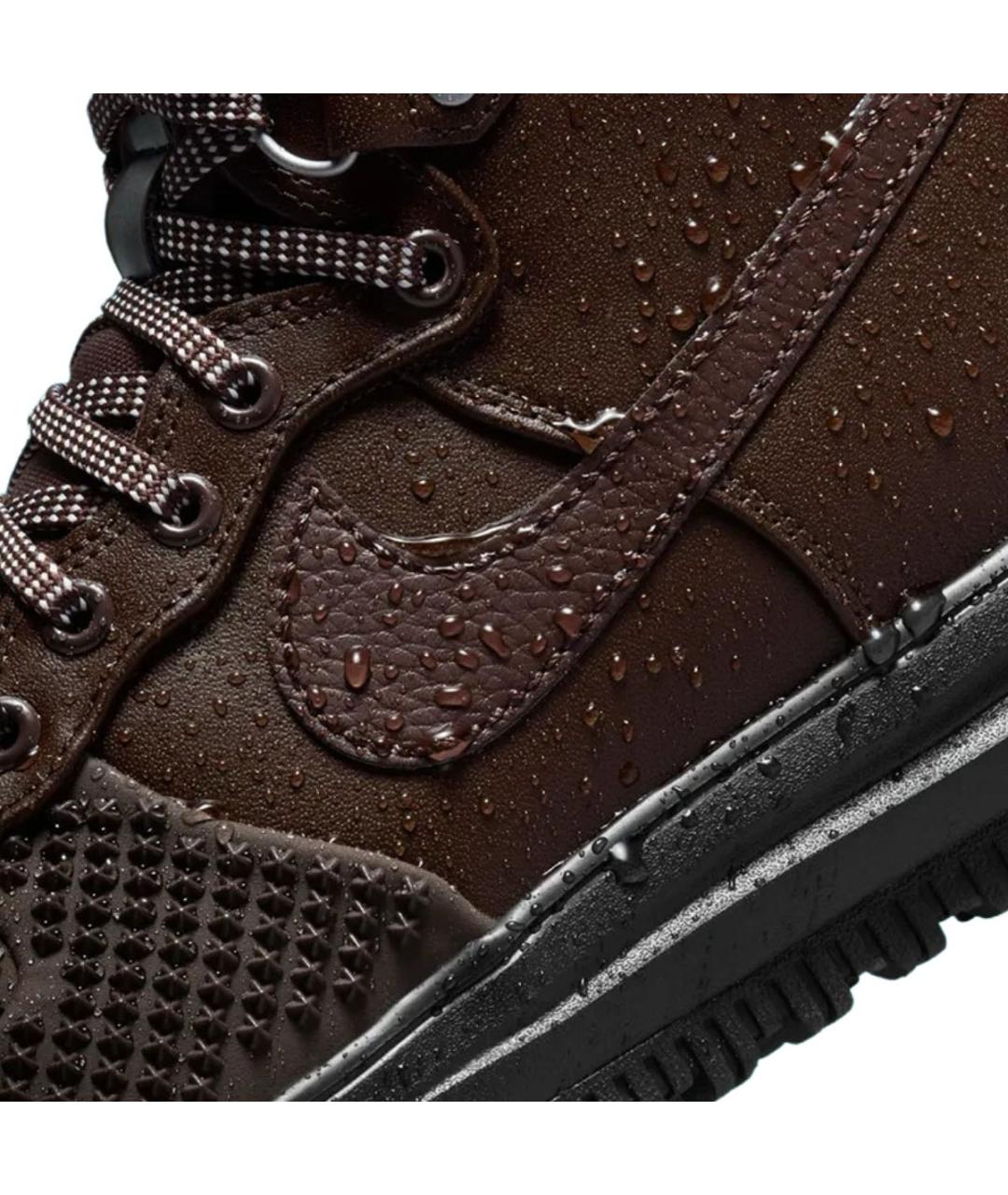 NIKE Коричневые кожаные высокие кроссовки / кеды, фото 5