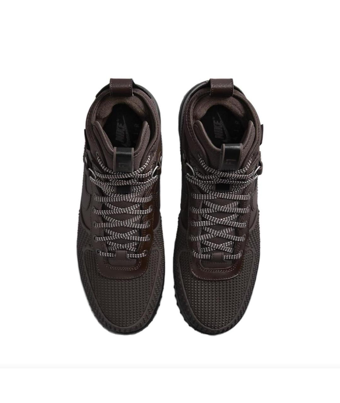 NIKE Коричневые кожаные высокие кроссовки / кеды, фото 3