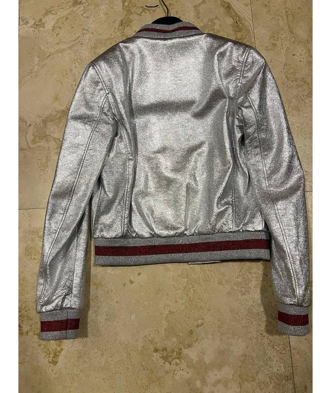 PHILIPP PLEIN Серебряная кожаная куртка, фото 2
