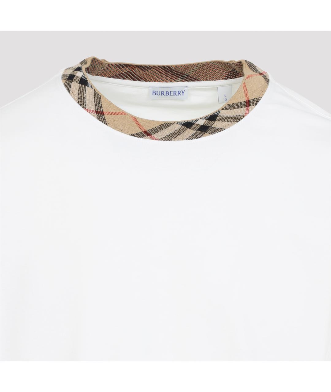 BURBERRY Белая хлопковая футболка, фото 3