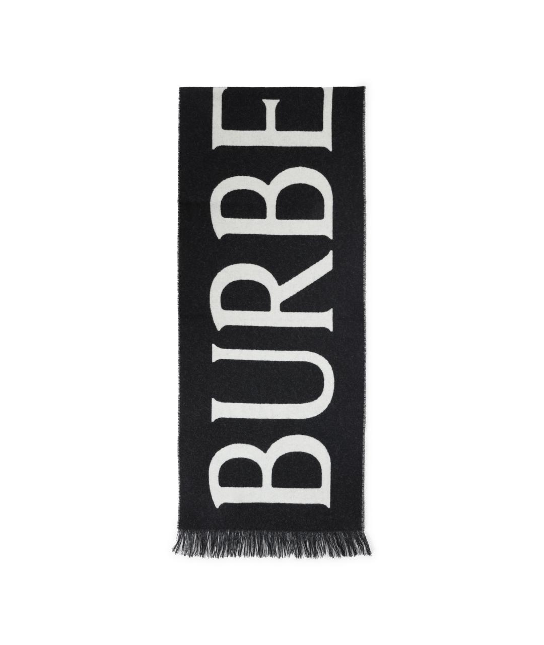 BURBERRY Черный шерстяной шарф, фото 1