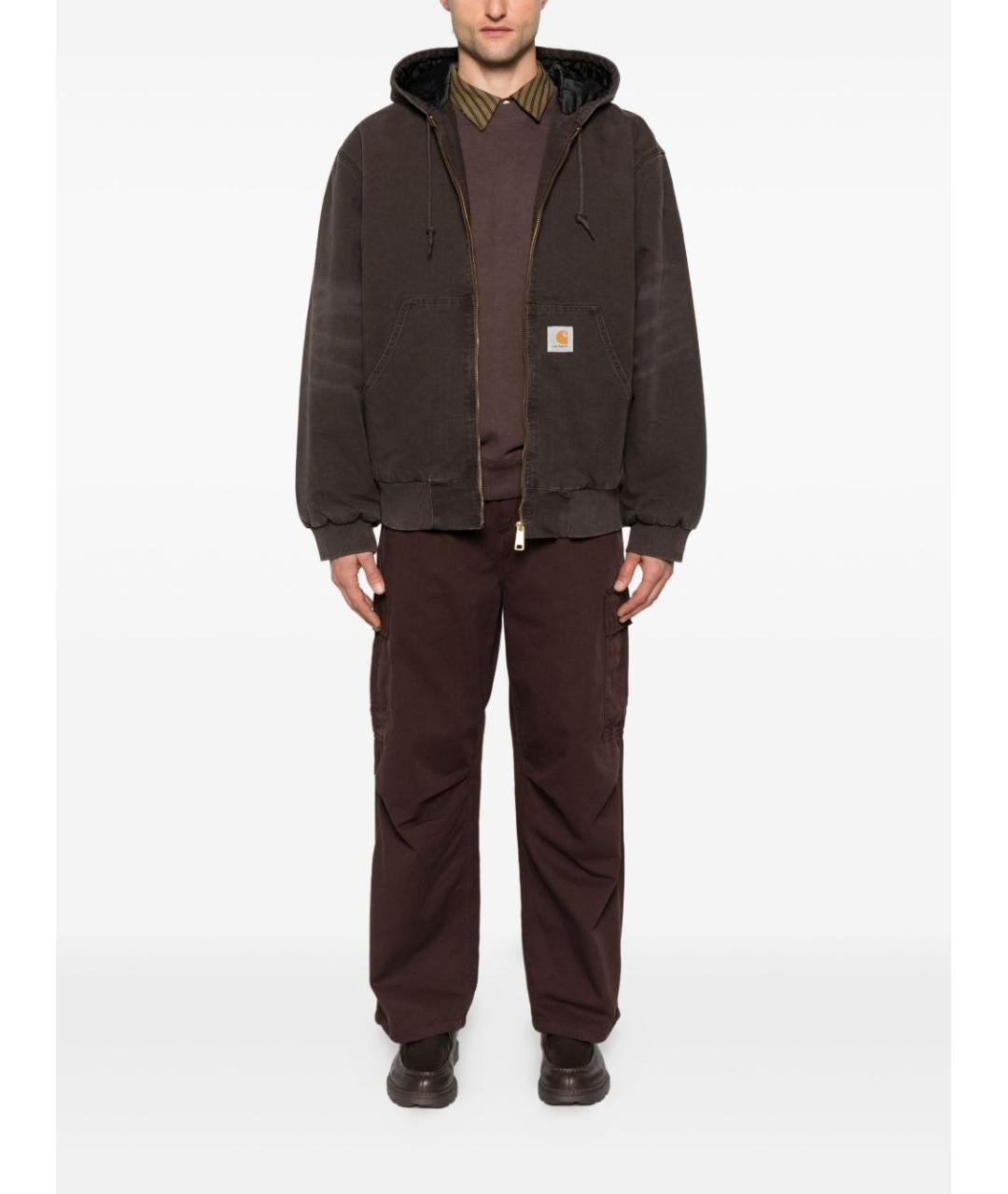 CARHARTT WIP Коричневые хлопковые повседневные брюки, фото 4