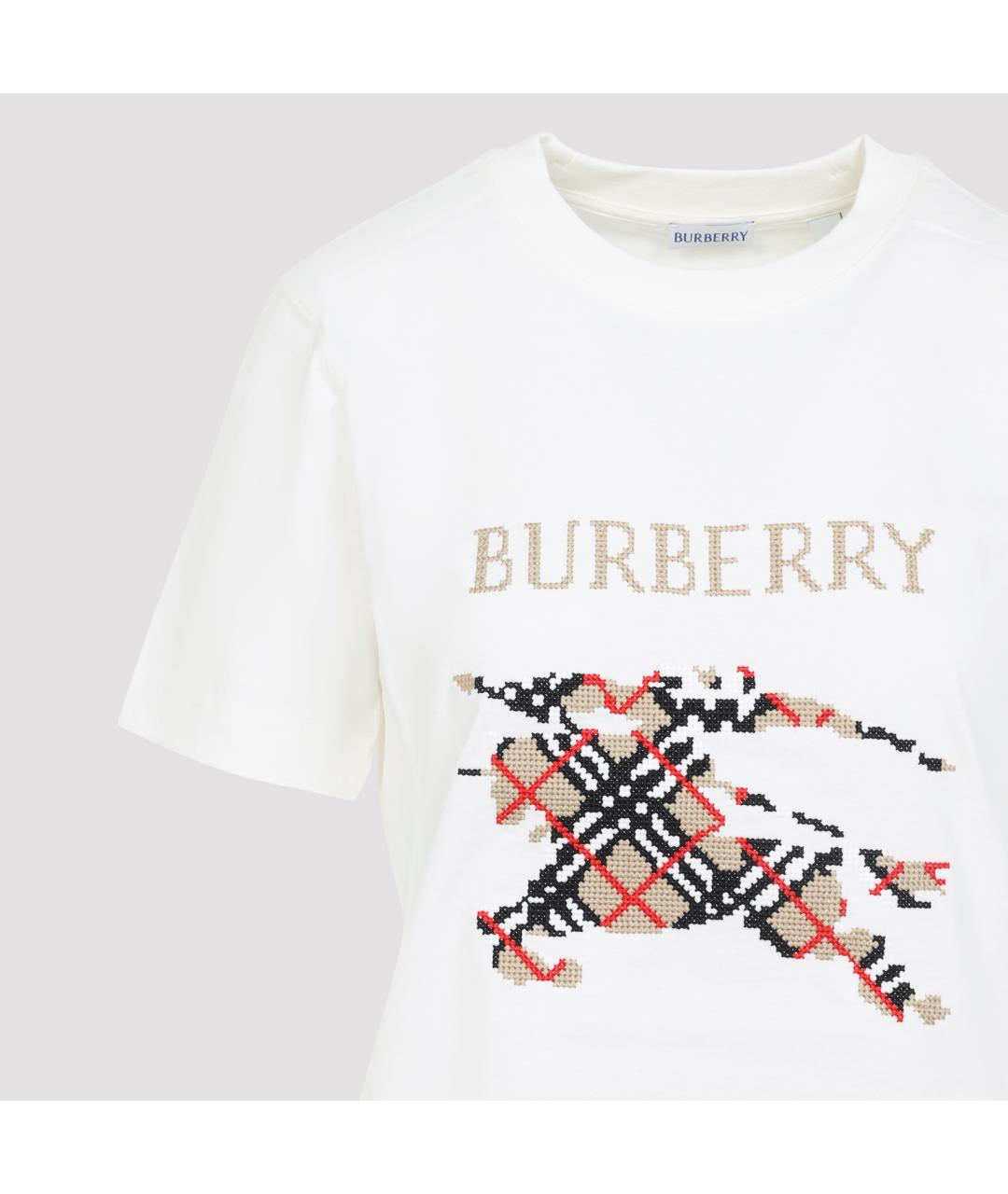 BURBERRY Белая хлопковая футболка, фото 3