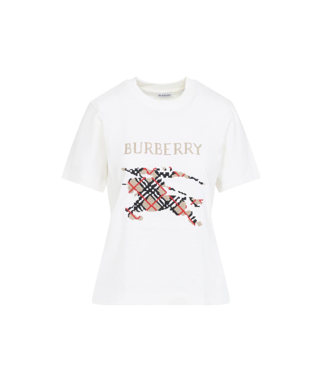 BURBERRY Белая хлопковая футболка, фото 1