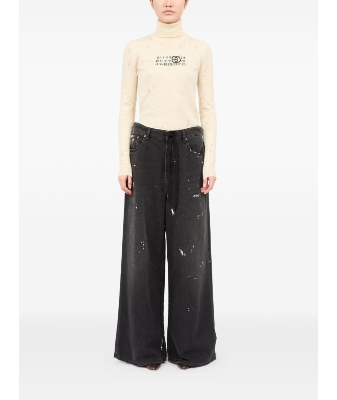MM6 MAISON MARGIELA Черные хлопковые прямые джинсы, фото 4