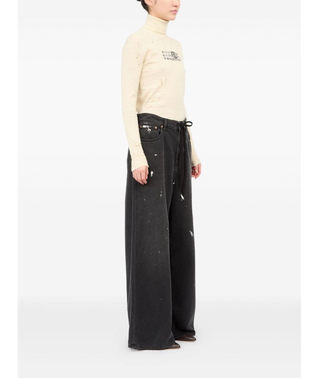 MM6 MAISON MARGIELA Черные хлопковые прямые джинсы, фото 2