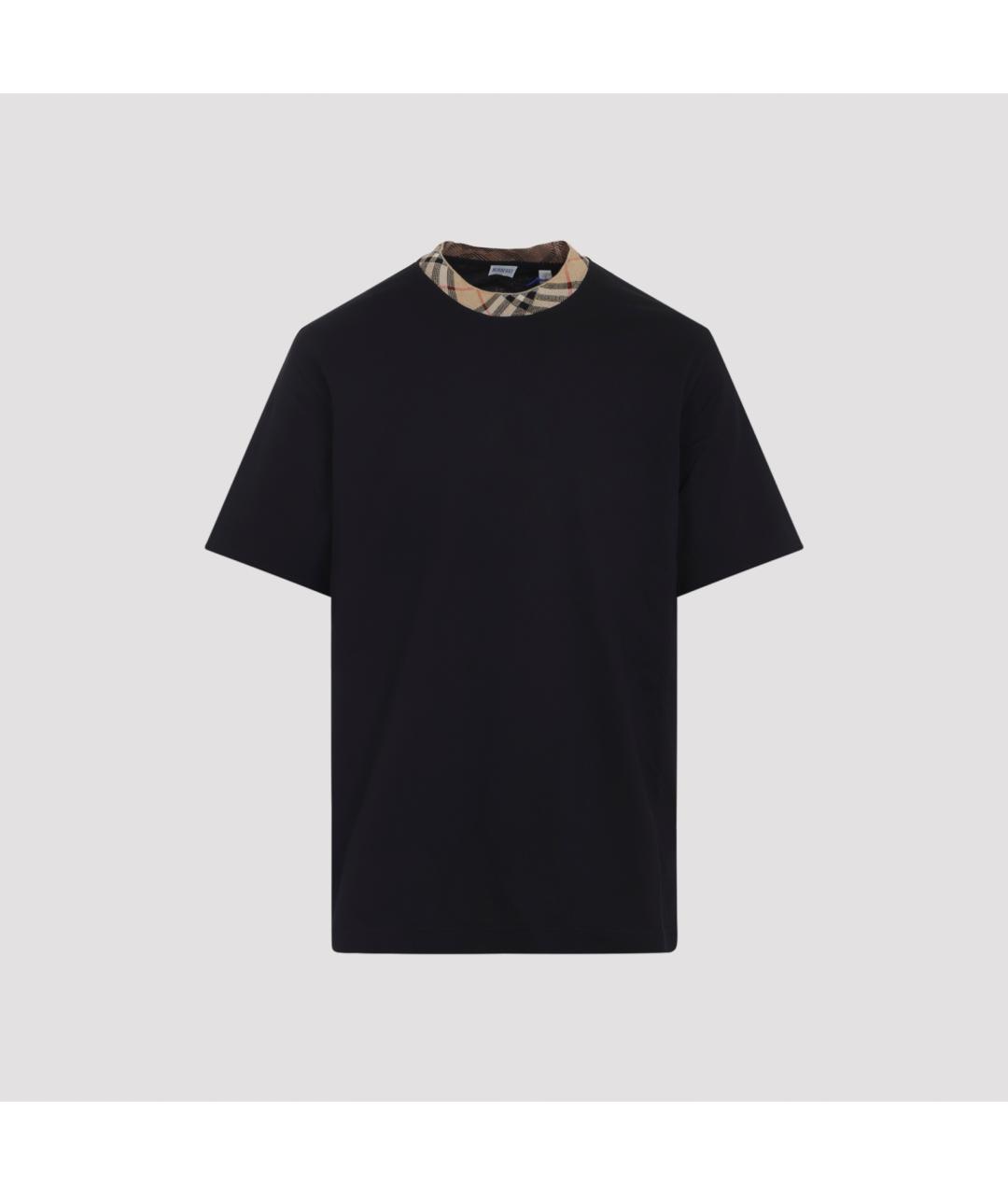 BURBERRY Черная хлопковая футболка, фото 2