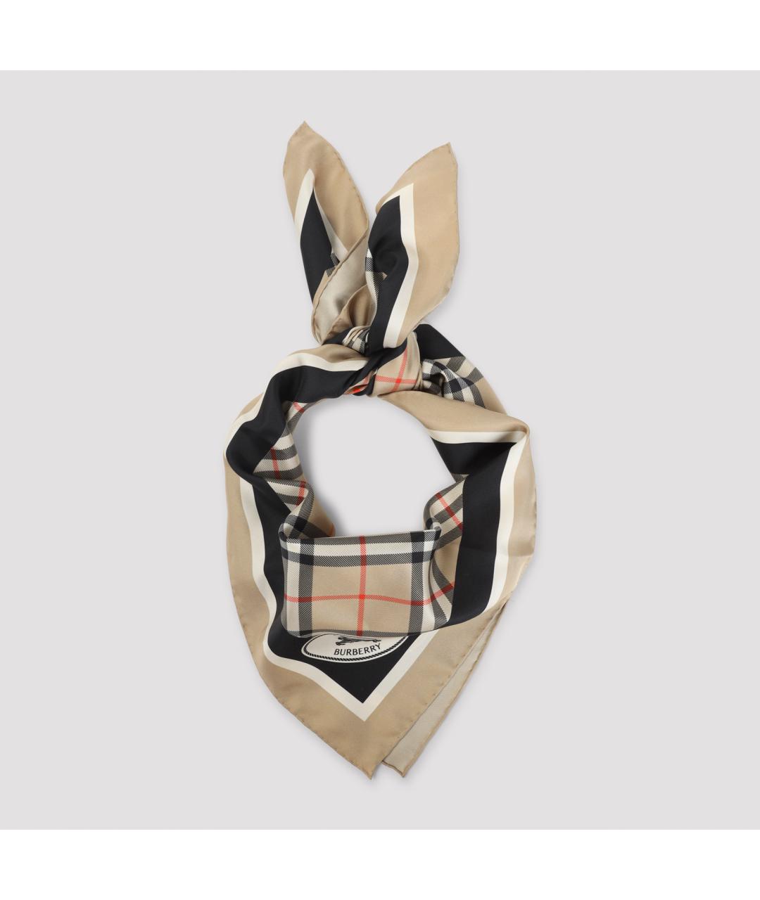 BURBERRY Бежевый шелковый шарф, фото 2