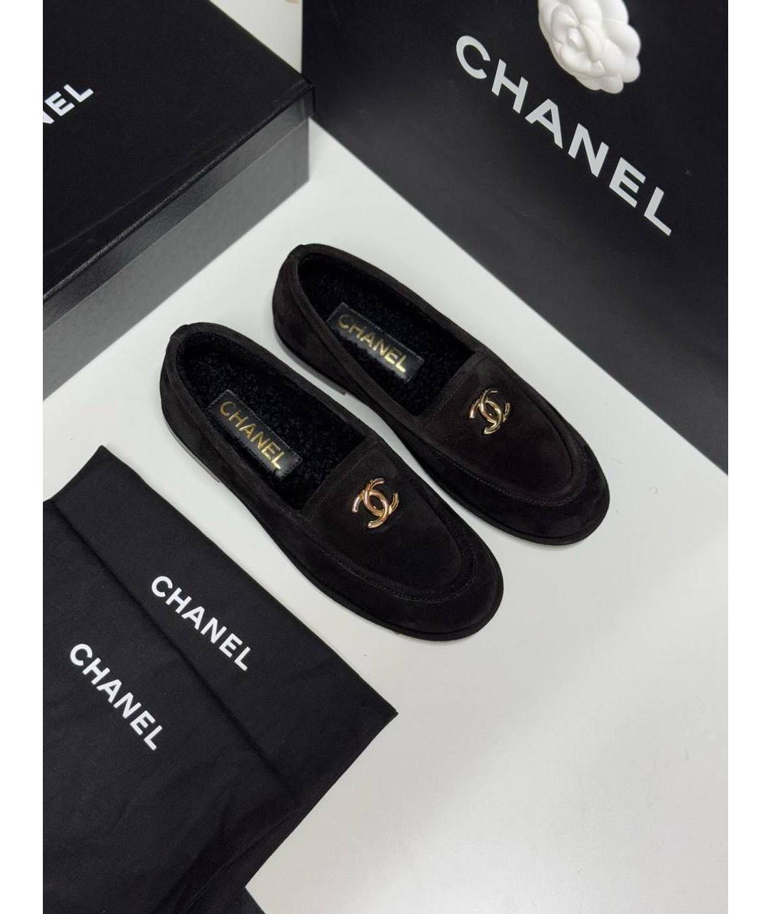 CHANEL Черные замшевые лоферы, фото 2