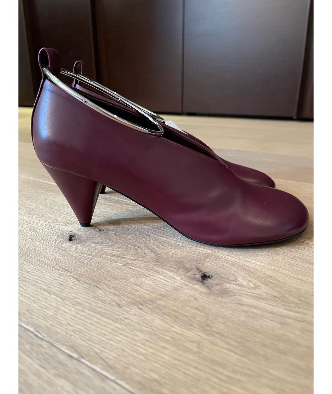 JIL SANDER Бордовые кожаные туфли, фото 9
