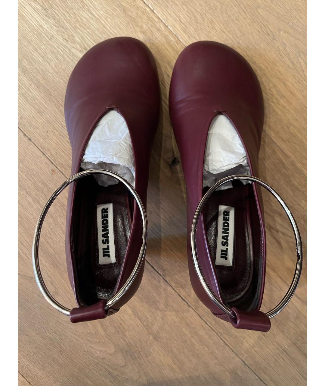 JIL SANDER Бордовые кожаные туфли, фото 3
