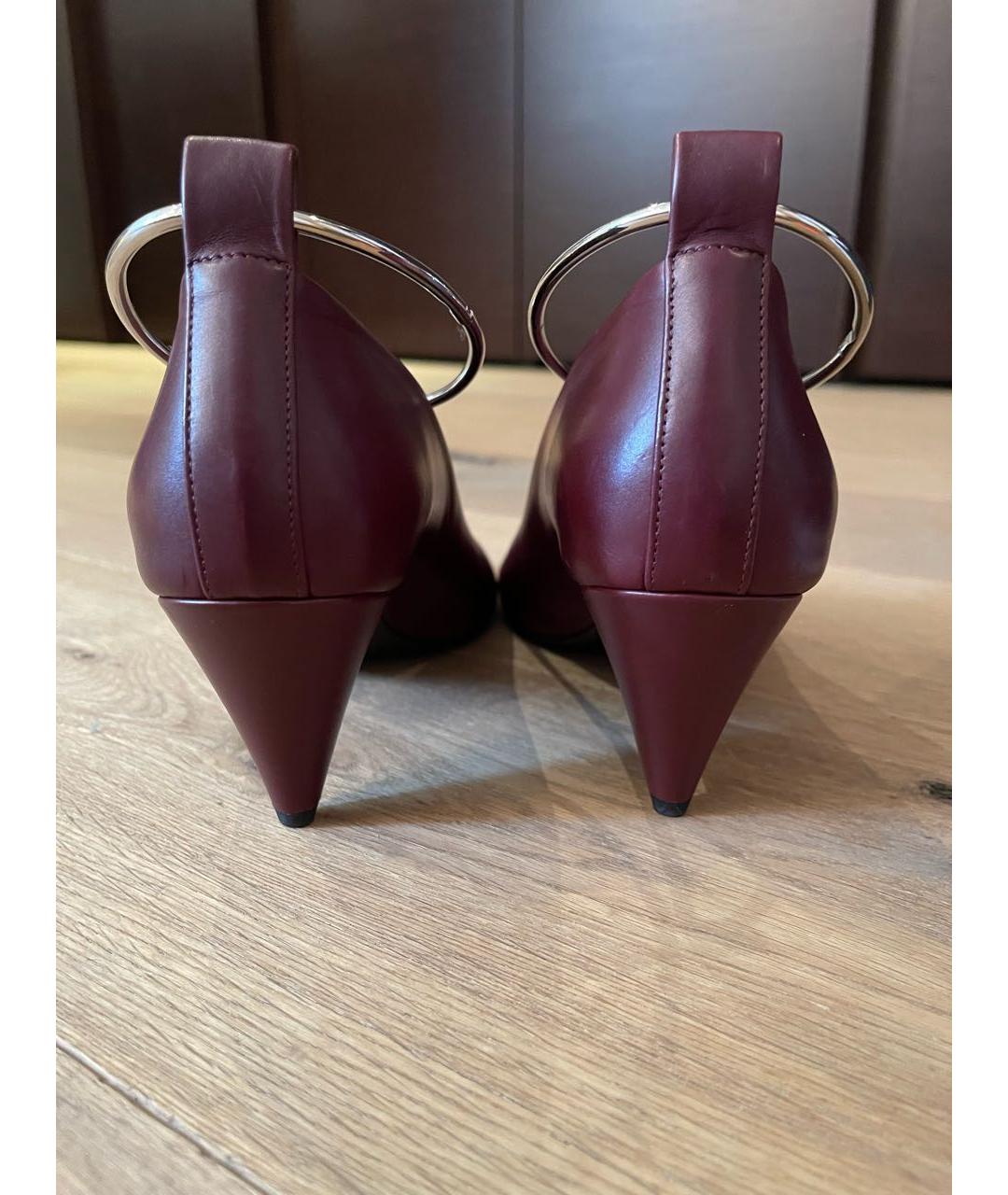 JIL SANDER Бордовые кожаные туфли, фото 4