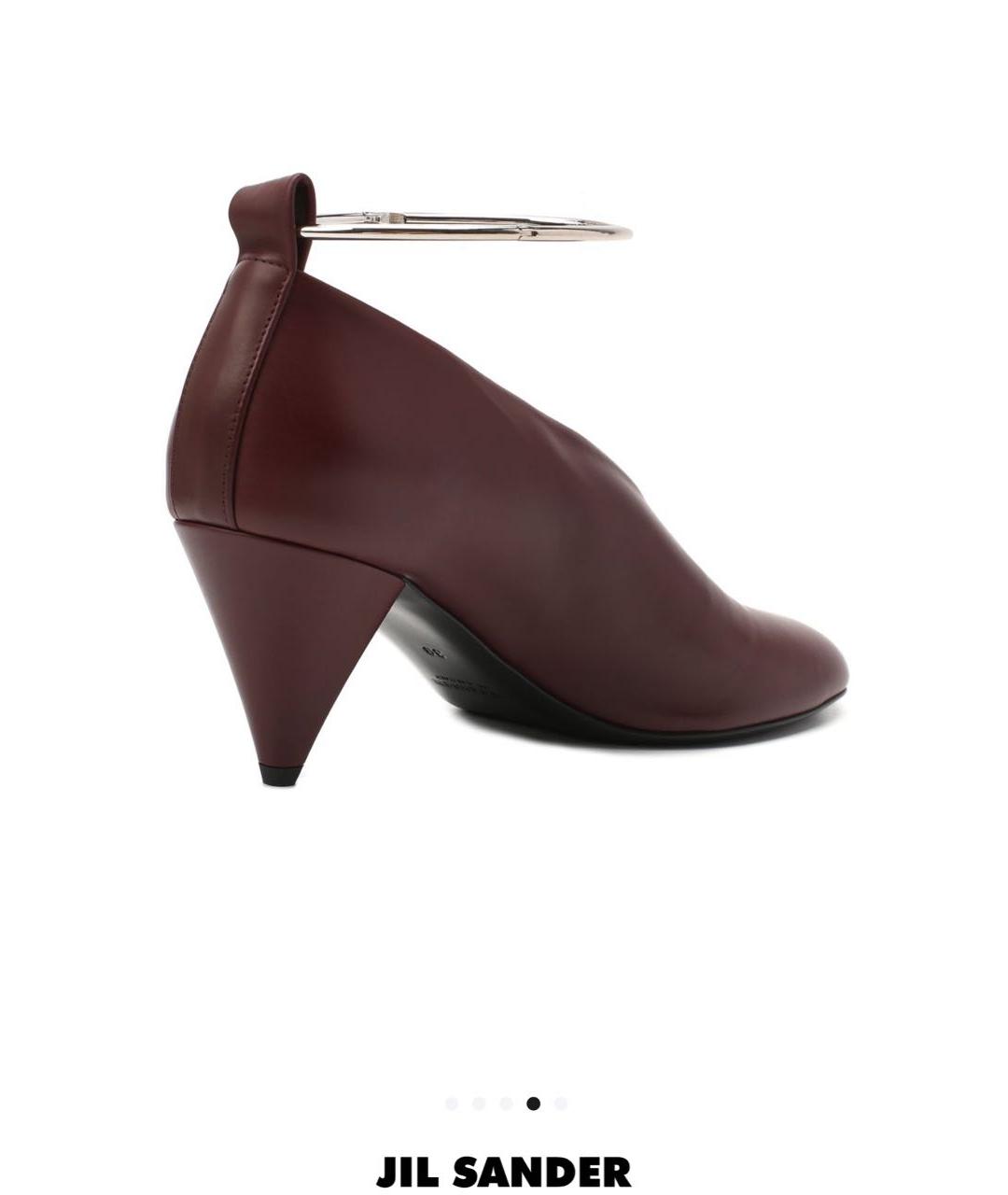 JIL SANDER Бордовые кожаные туфли, фото 8