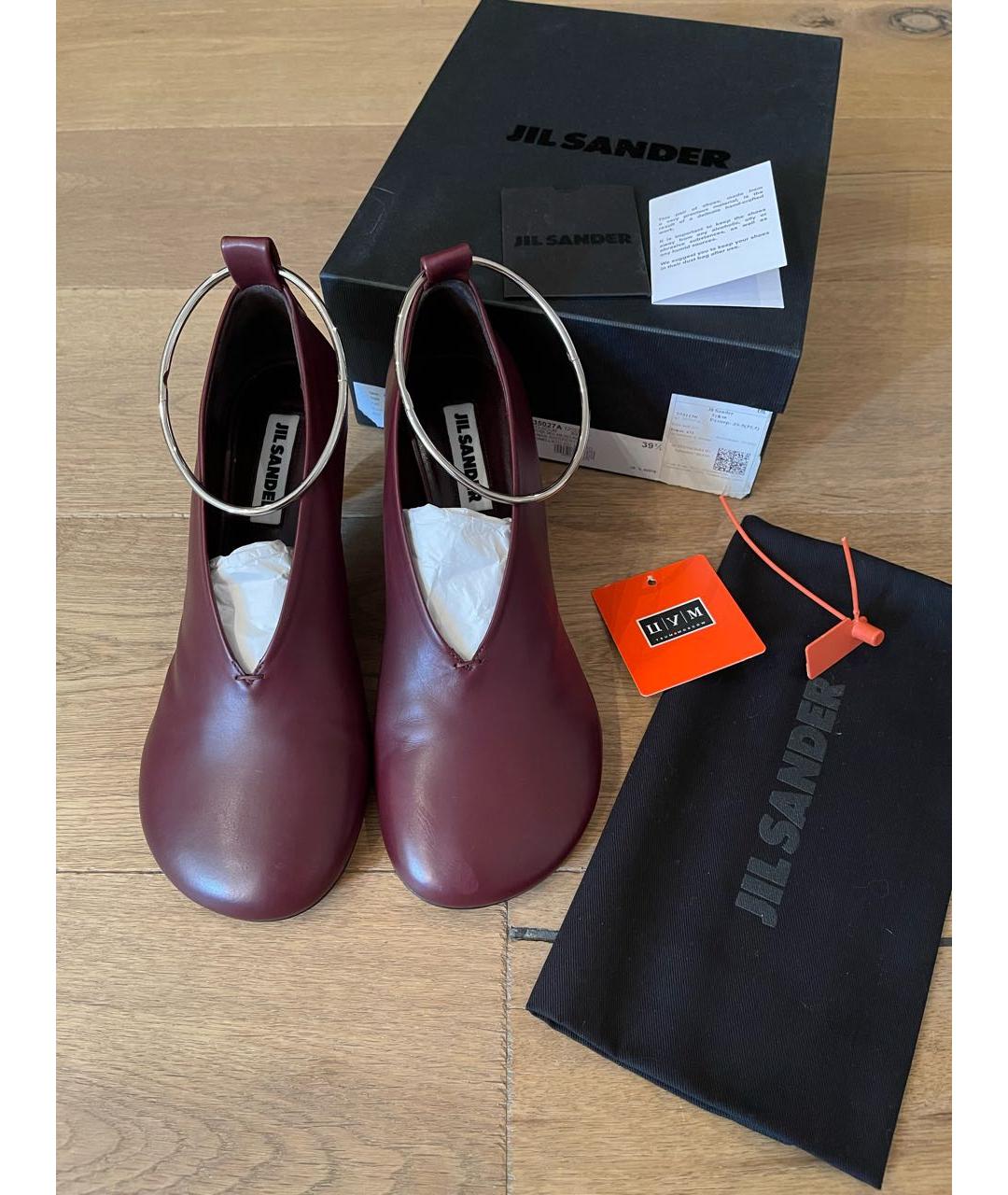 JIL SANDER Бордовые кожаные туфли, фото 7