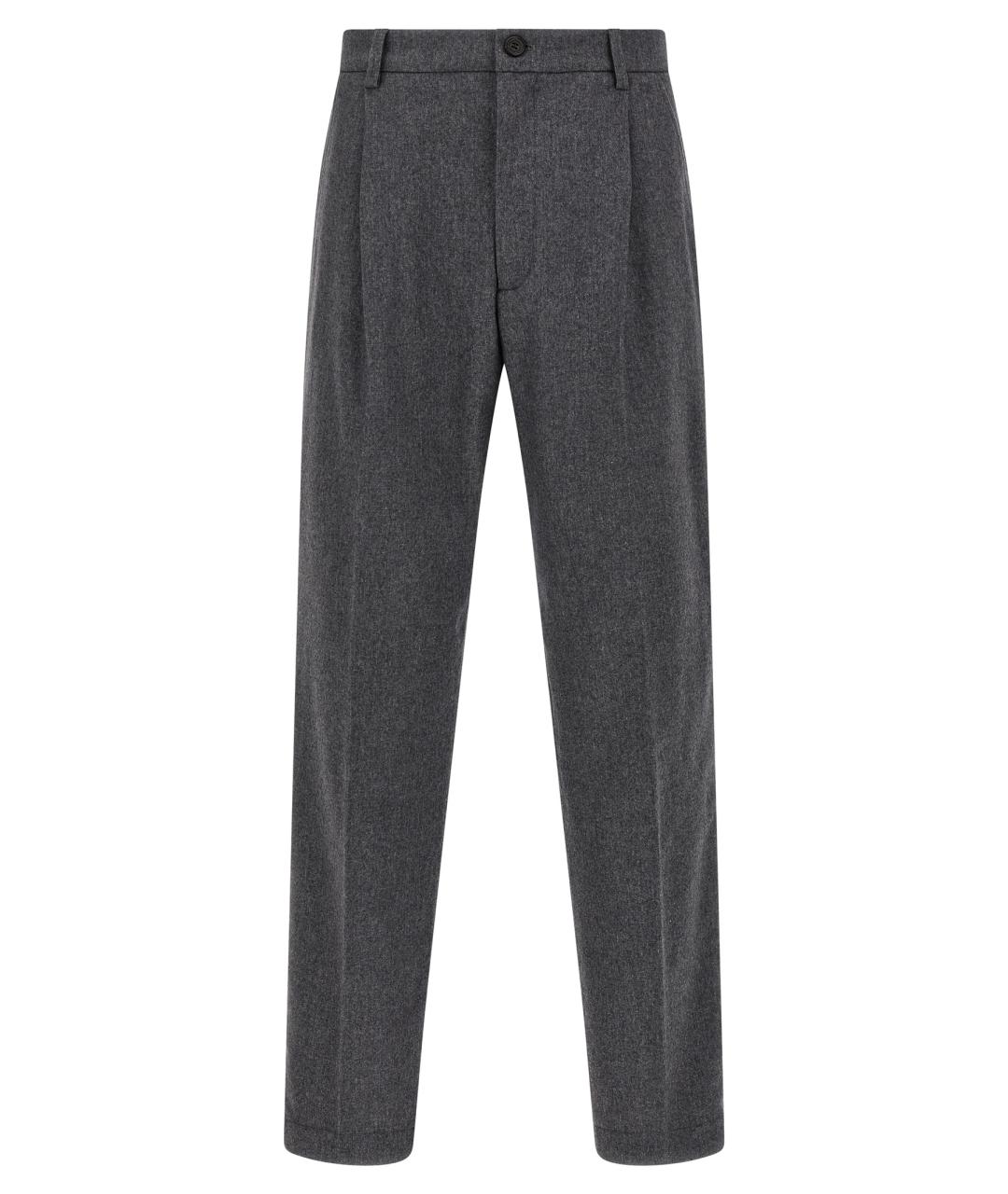 DEPARTMENT 5 Серые шерстяные повседневные брюки, фото 1