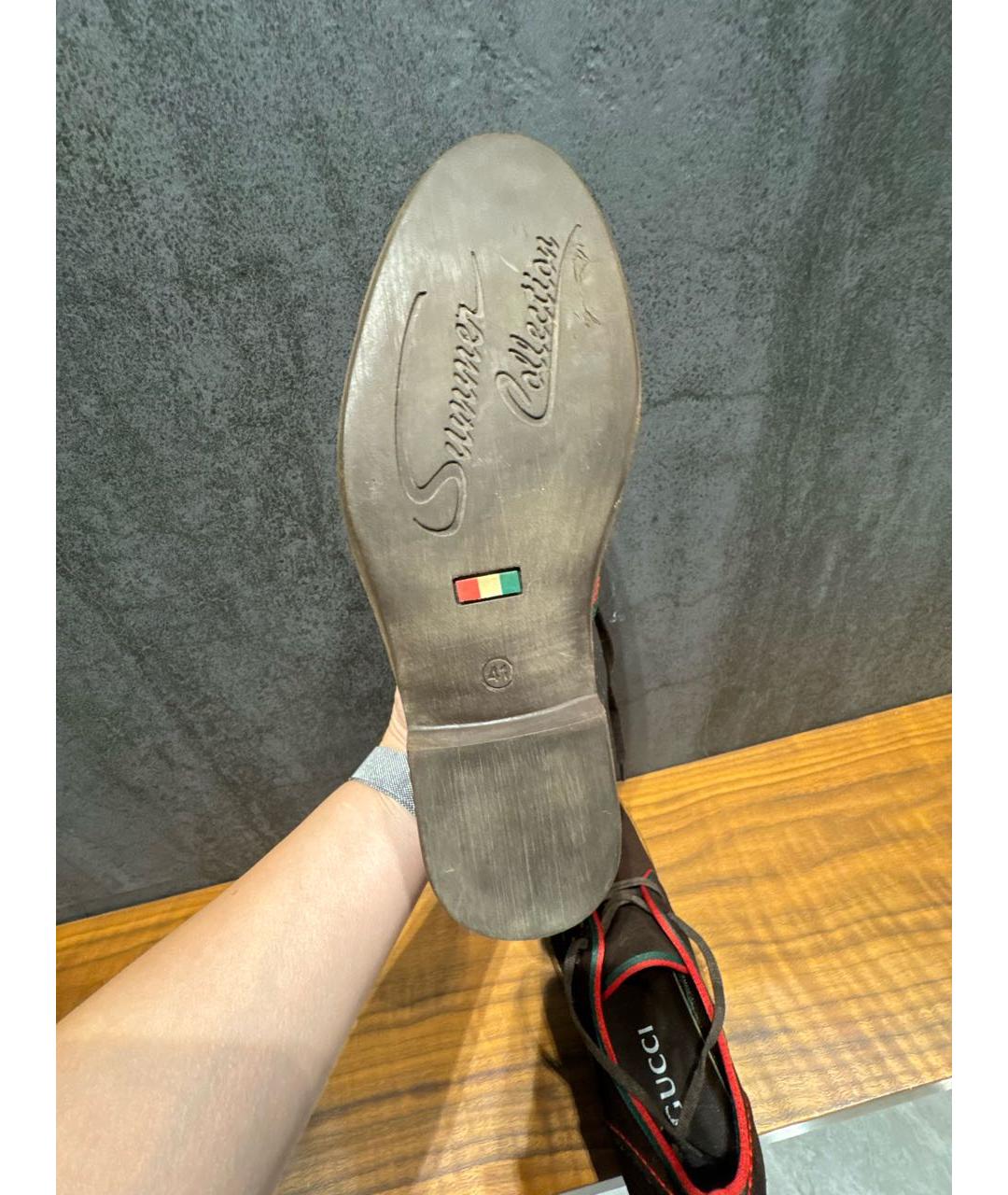 GUCCI Коричневые замшевые туфли, фото 6