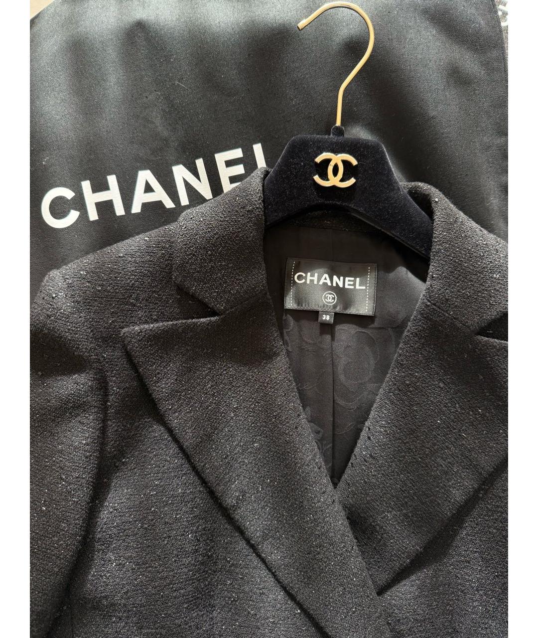 CHANEL Черный твидовый жакет/пиджак, фото 3