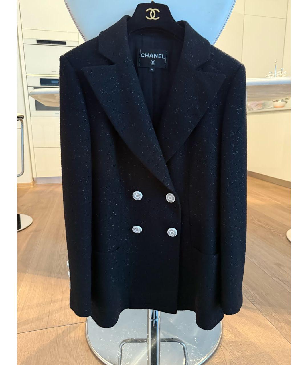 CHANEL Черный твидовый жакет/пиджак, фото 2