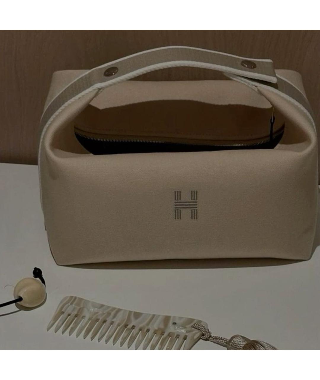 HERMES Бежевая хлопковая косметичка, фото 3
