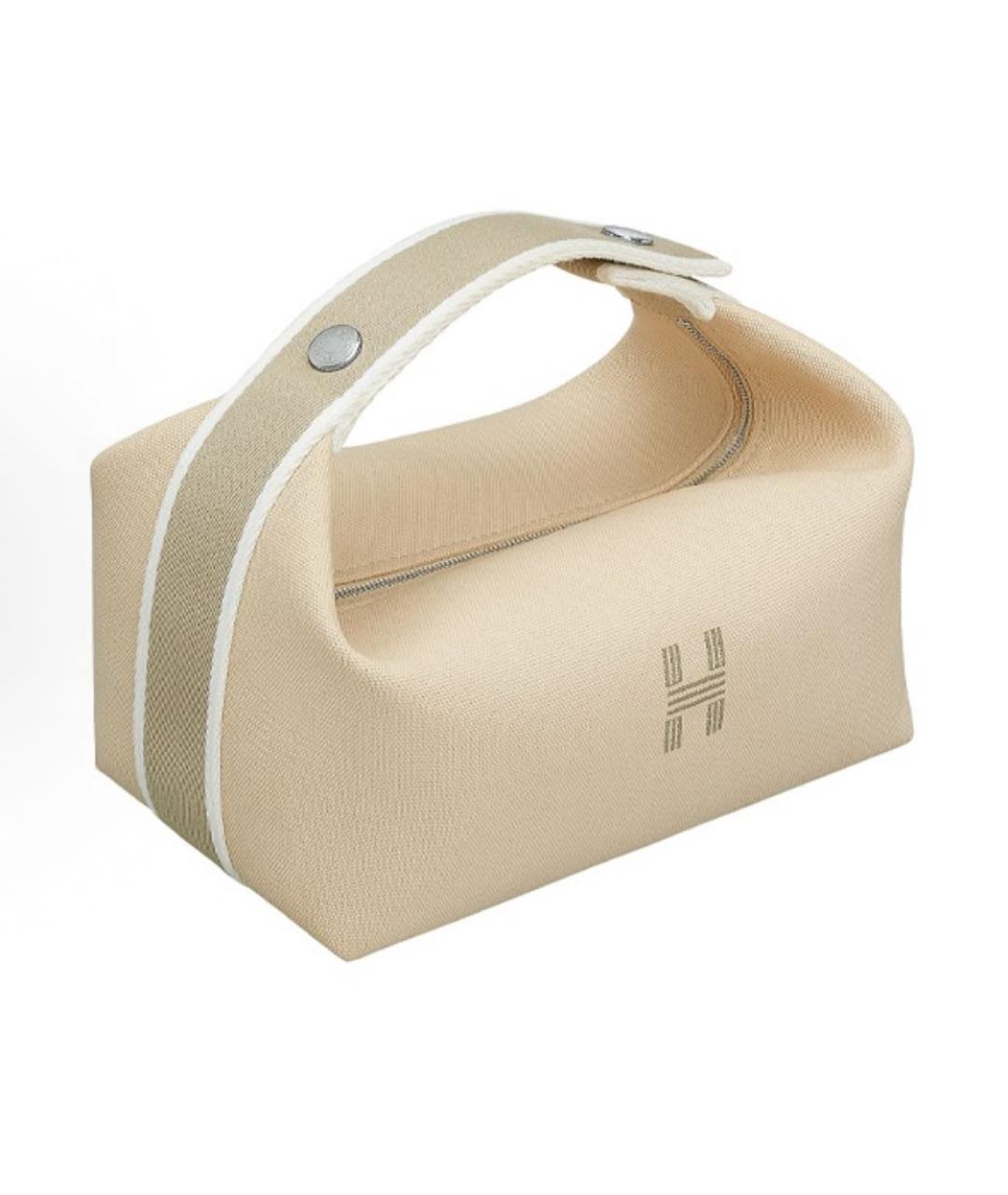 HERMES Бежевая хлопковая косметичка, фото 2