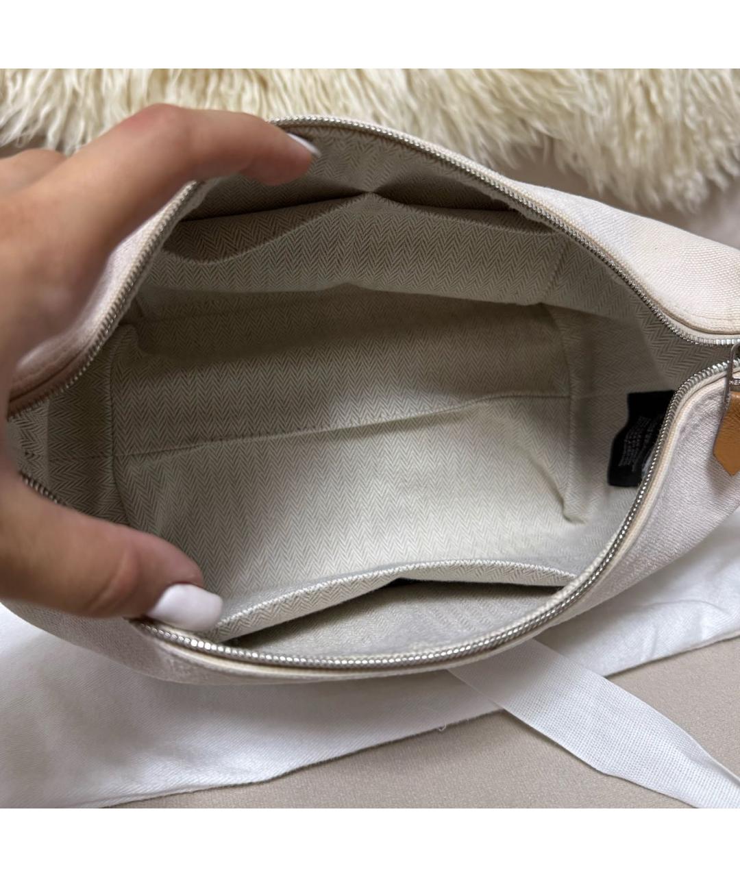 HERMES Бежевая хлопковая косметичка, фото 8