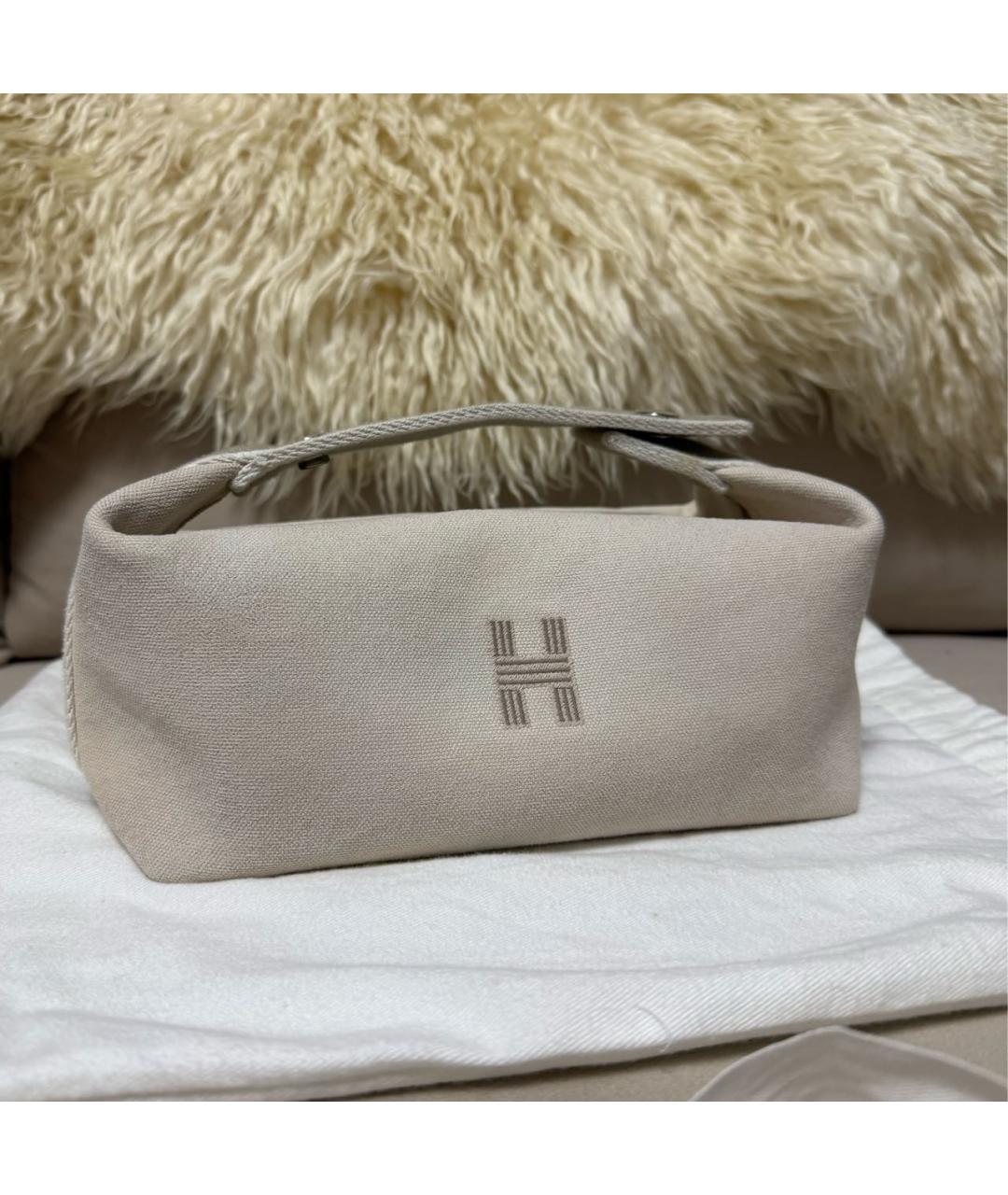 HERMES Бежевая хлопковая косметичка, фото 6