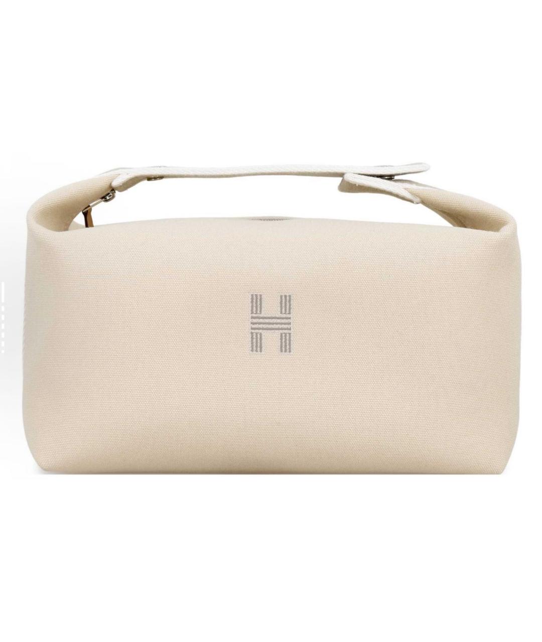 HERMES Бежевая хлопковая косметичка, фото 9
