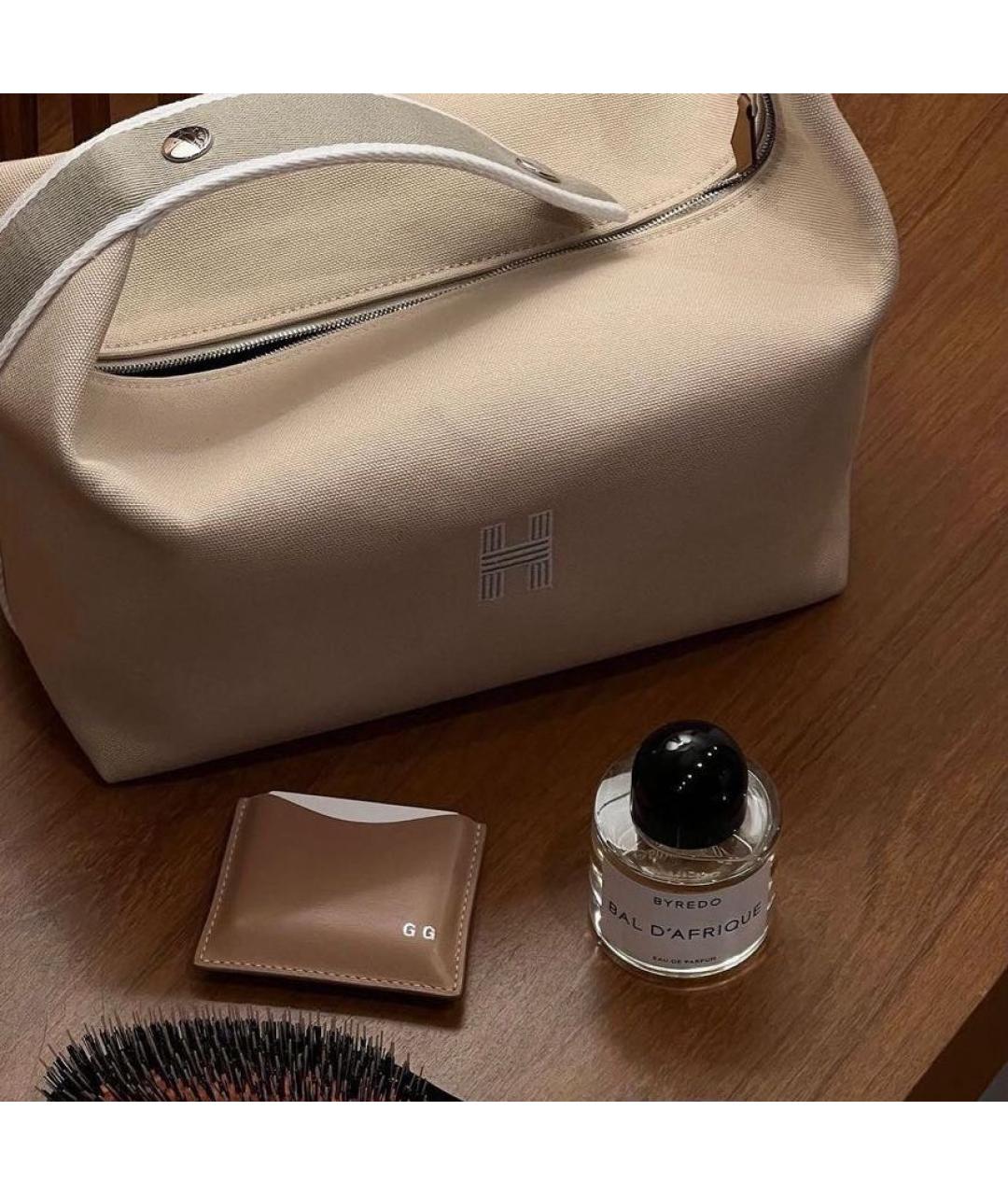 HERMES Бежевая хлопковая косметичка, фото 5