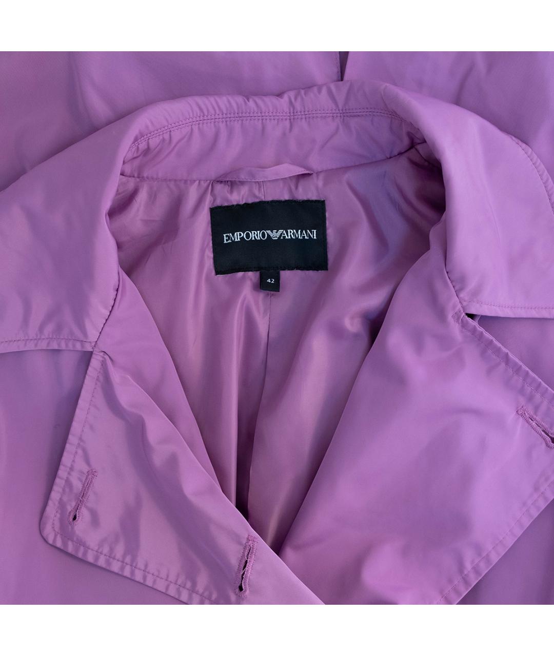 EMPORIO ARMANI Фиолетовый полиэстеровый тренч/плащ, фото 3