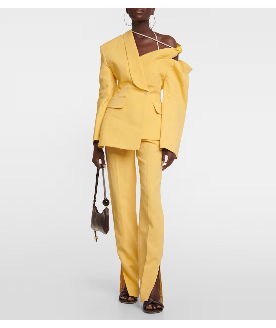 JACQUEMUS Горчичный льняной костюм с брюками, фото 8