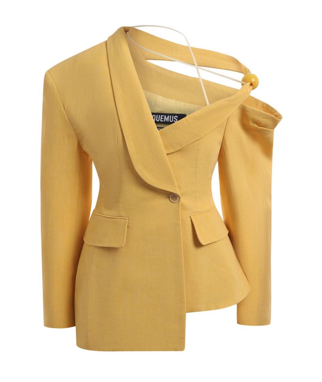JACQUEMUS Горчичный льняной костюм с брюками, фото 2
