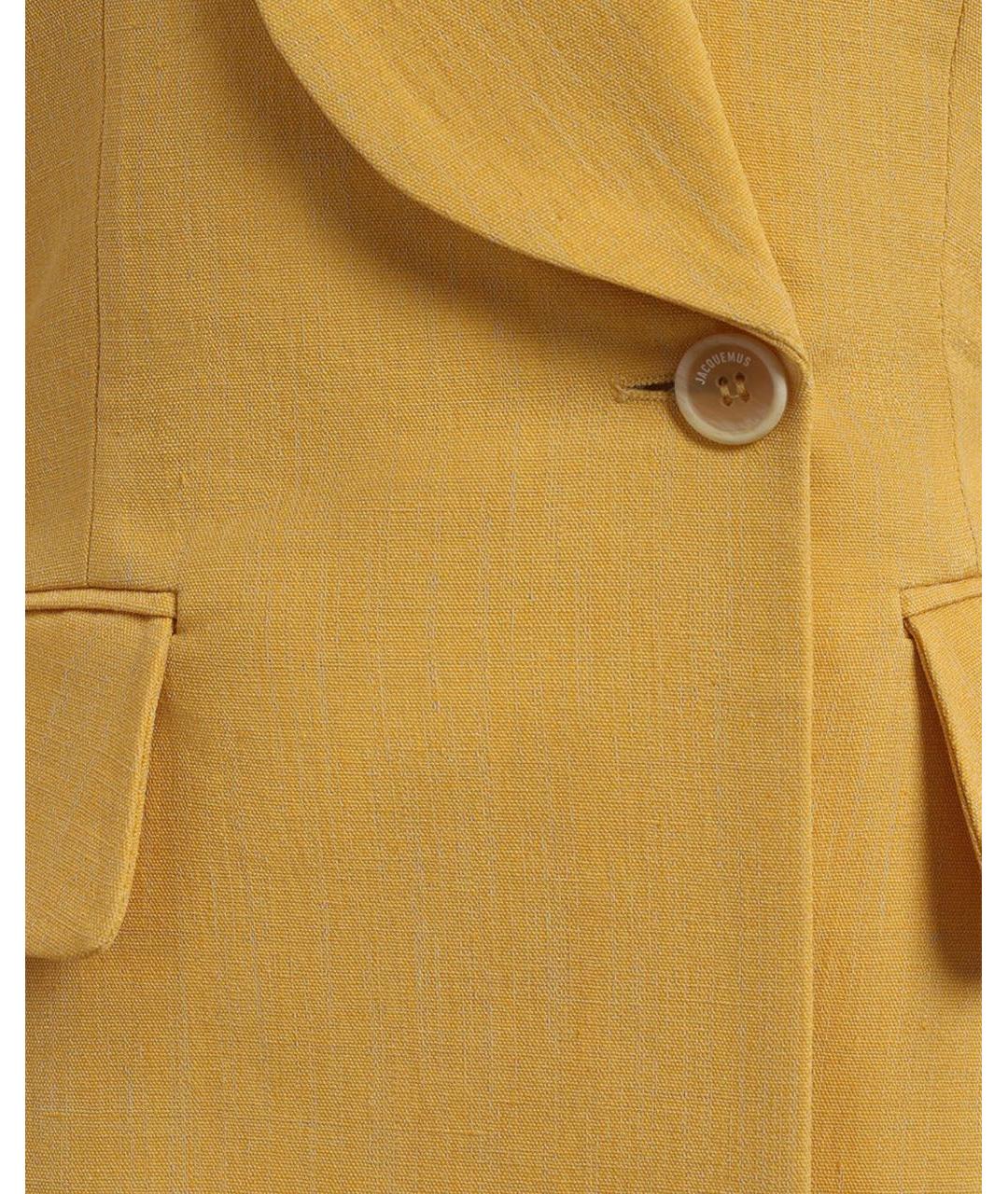 JACQUEMUS Горчичный льняной костюм с брюками, фото 4
