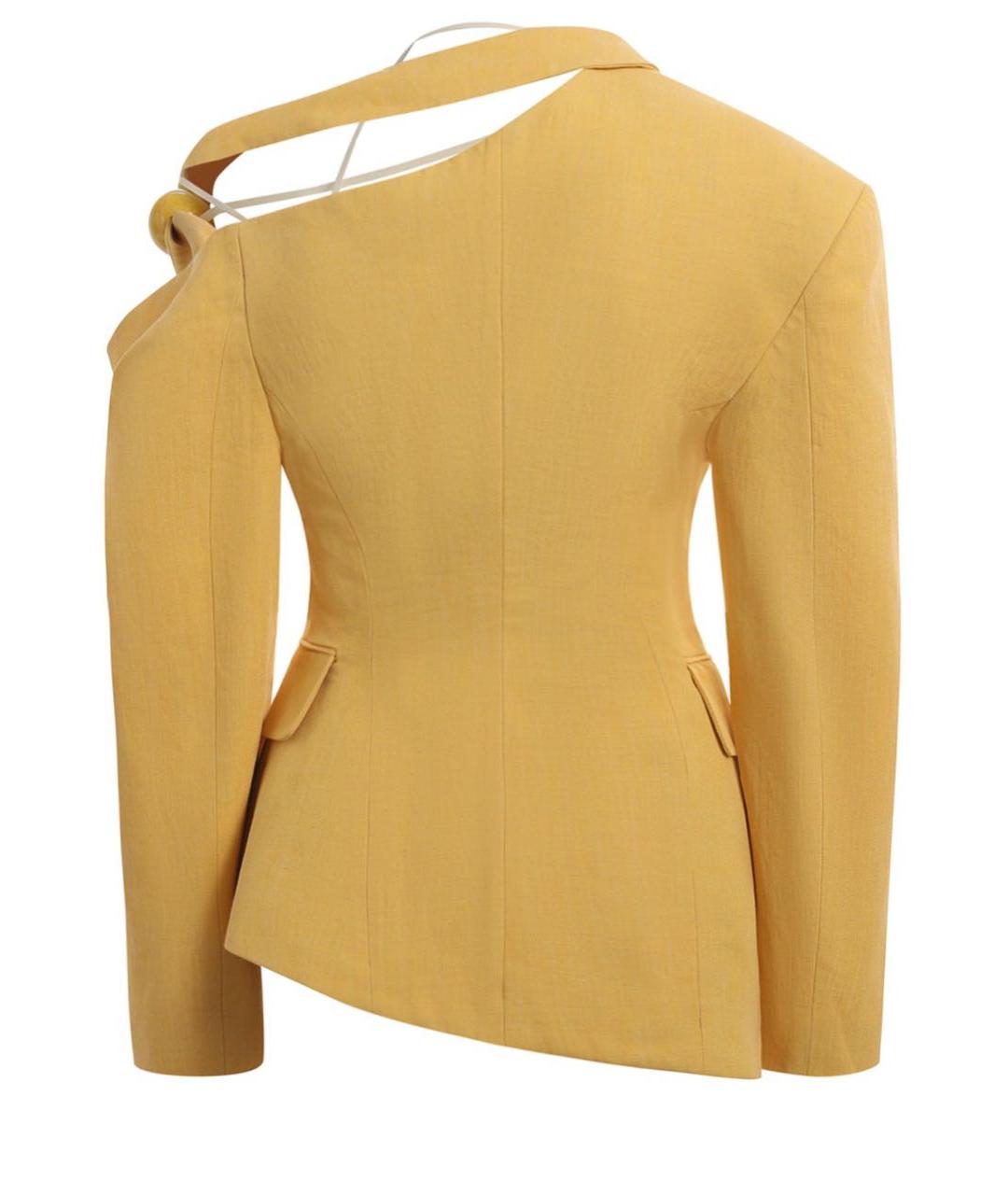 JACQUEMUS Горчичный льняной костюм с брюками, фото 3